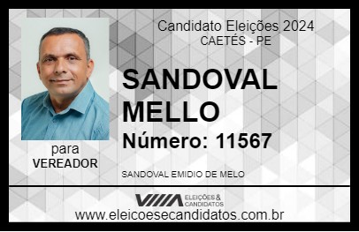 Candidato SANDOVAL MELLO 2024 - CAETÉS - Eleições