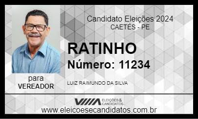 Candidato RATINHO 2024 - CAETÉS - Eleições