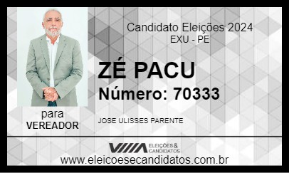 Candidato ZÉ PACU 2024 - EXU - Eleições