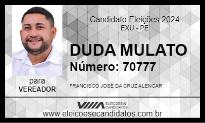 Candidato DUDA MULATO 2024 - EXU - Eleições