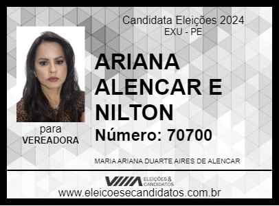 Candidato ARIANA ALENCAR 2024 - EXU - Eleições