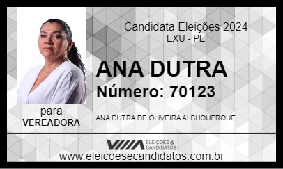 Candidato ANA DUTRA 2024 - EXU - Eleições