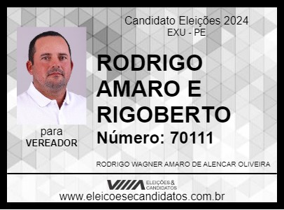 Candidato RODRIGO AMARO 2024 - EXU - Eleições