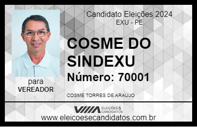 Candidato COSME DO SINDEXU 2024 - EXU - Eleições