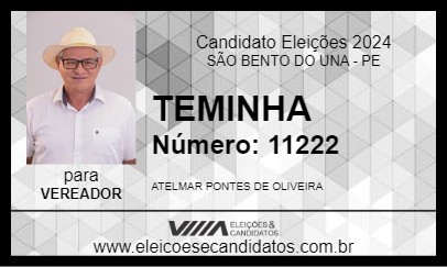 Candidato TEMINHA 2024 - SÃO BENTO DO UNA - Eleições