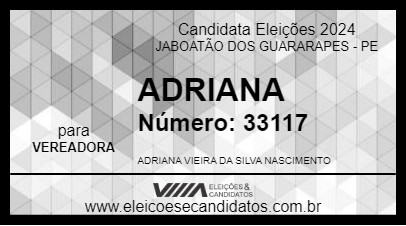 Candidato ADRIANA 2024 - JABOATÃO DOS GUARARAPES - Eleições