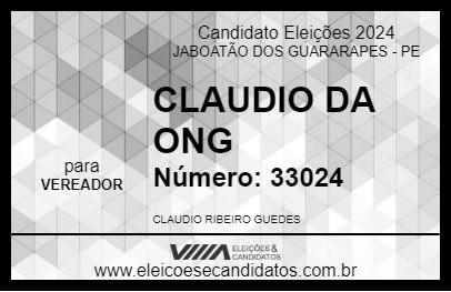 Candidato CLAUDIO DA ONG 2024 - JABOATÃO DOS GUARARAPES - Eleições