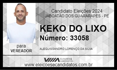 Candidato KEKO DO LIXO 2024 - JABOATÃO DOS GUARARAPES - Eleições