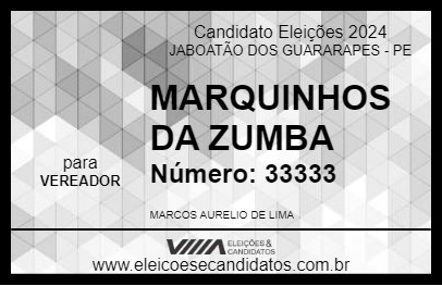 Candidato MARQUINHOS DA ZUMBA 2024 - JABOATÃO DOS GUARARAPES - Eleições