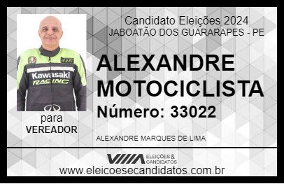 Candidato ALEXANDRE MOTOCICLISTA 2024 - JABOATÃO DOS GUARARAPES - Eleições