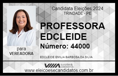 Candidato PROFESSORA EDCLEIDE 2024 - TRINDADE - Eleições