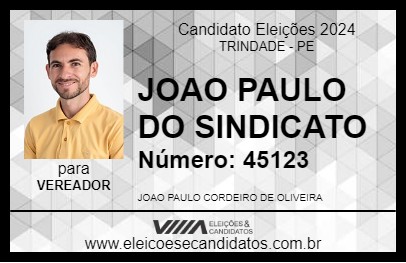 Candidato JOAO PAULO DO SINDICATO 2024 - TRINDADE - Eleições