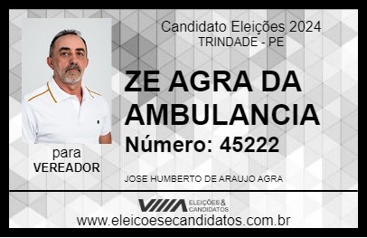 Candidato ZE AGRA DA AMBULANCIA 2024 - TRINDADE - Eleições