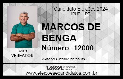 Candidato MARCOS DE BENGA 2024 - IPUBI - Eleições