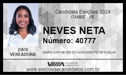 Candidato NEVES NETA 2024 - ITAMBÉ - Eleições