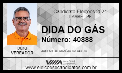 Candidato DIDA DO GÁS 2024 - ITAMBÉ - Eleições