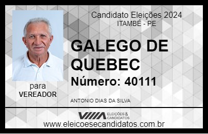 Candidato GALEGO DE QUEBEC 2024 - ITAMBÉ - Eleições