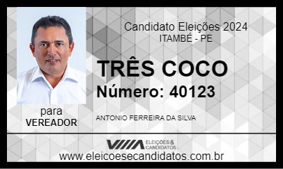 Candidato TRÊS COCO 2024 - ITAMBÉ - Eleições