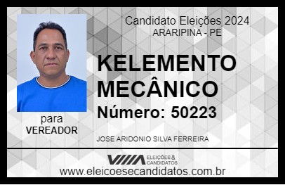 Candidato KELEMENTO MECÂNICO 2024 - ARARIPINA - Eleições