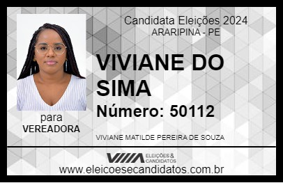 Candidato VIVIANE SOUZA 2024 - ARARIPINA - Eleições