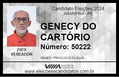 Candidato GENECY DO CARTÓRIO 2024 - ARARIPINA - Eleições