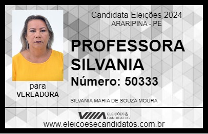 Candidato PROFESSORA SILVANIA 2024 - ARARIPINA - Eleições