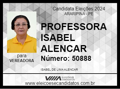 Candidato PROFESSORA ISABEL ALENCAR 2024 - ARARIPINA - Eleições