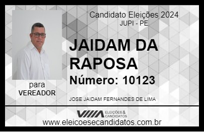 Candidato JAIDAM DA RAPOSA 2024 - JUPI - Eleições