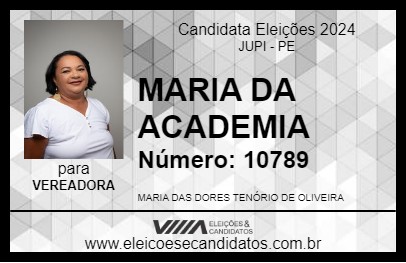 Candidato MARIA DA ACADEMIA 2024 - JUPI - Eleições