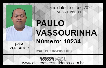 Candidato PAULO VASSOURINHA 2024 - ARARIPINA - Eleições