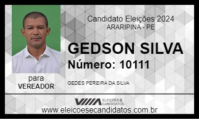 Candidato GEDSON SILVA 2024 - ARARIPINA - Eleições