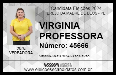 Candidato VIRGINIA PROFESSORA 2024 - BREJO DA MADRE DE DEUS - Eleições