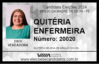 Candidato QUITÉRIA ENFERMEIRA 2024 - BREJO DA MADRE DE DEUS - Eleições