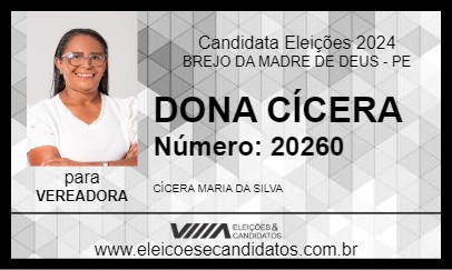 Candidato DONA CÍCERA 2024 - BREJO DA MADRE DE DEUS - Eleições