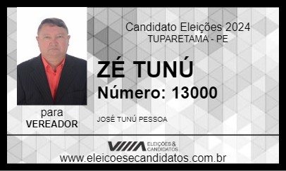 Candidato ZÉ TUNÚ 2024 - TUPARETAMA - Eleições