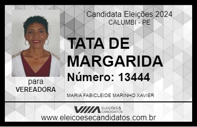 Candidato TATA DE MARGARIDA 2024 - CALUMBI - Eleições