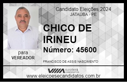 Candidato CHICO DE IRINEU 2024 - JATAÚBA - Eleições