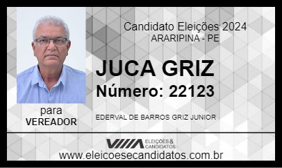 Candidato JUCA GRIZ 2024 - ARARIPINA - Eleições