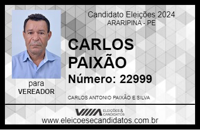 Candidato CARLOS PAIXÃO 2024 - ARARIPINA - Eleições