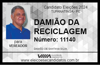 Candidato DAMIÃO DA RECICLAGEM 2024 - TUPANATINGA - Eleições