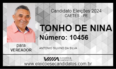 Candidato TONHO DE NINA 2024 - CAETÉS - Eleições