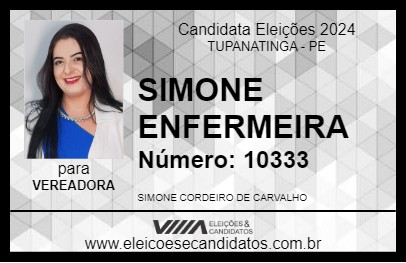 Candidato SIMONE ENFERMEIRA 2024 - TUPANATINGA - Eleições