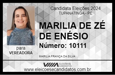 Candidato MARILIA DE ZÉ DE ENÉSIO 2024 - TUPANATINGA - Eleições