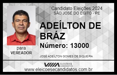 Candidato ADEÍLTON DE BRÁZ 2024 - SÃO JOSÉ DO EGITO - Eleições