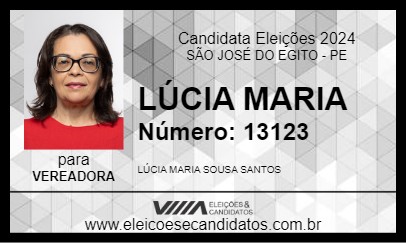 Candidato LÚCIA MARIA 2024 - SÃO JOSÉ DO EGITO - Eleições