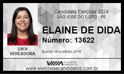 Candidato ELAINE DE DIDA 2024 - SÃO JOSÉ DO EGITO - Eleições