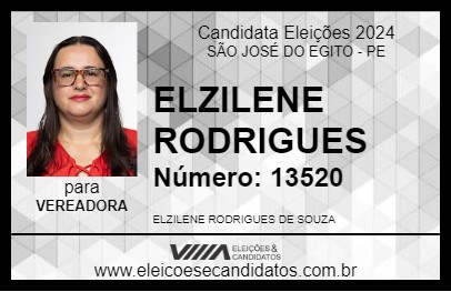 Candidato ELZILENE RODRIGUES 2024 - SÃO JOSÉ DO EGITO - Eleições