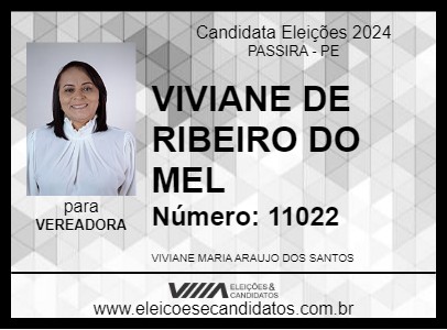 Candidato VIVIANE DE RIBEIRO DO MEL 2024 - PASSIRA - Eleições