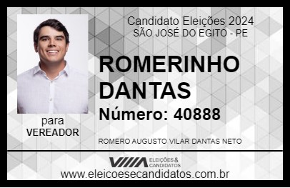 Candidato ROMERINHO DANTAS 2024 - SÃO JOSÉ DO EGITO - Eleições