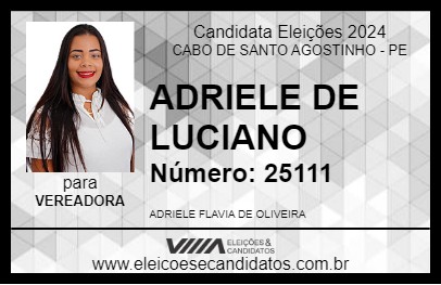 Candidato ADRIELE DE LUCIANO 2024 - CABO DE SANTO AGOSTINHO - Eleições